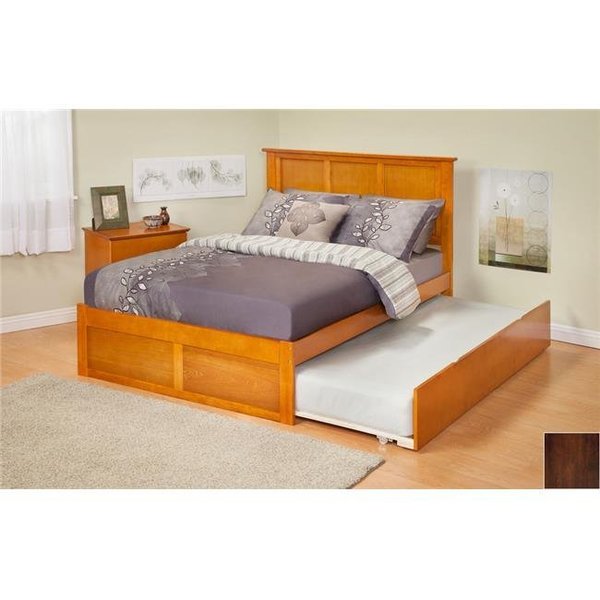 Atlantic Furniture Atlantic Furniture AR8622014 Madison Twin Bed with Flat Panel Footboard and Urban Trundle in an Antique Walnut Finish AR8622014